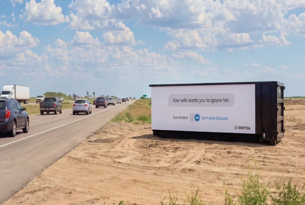 NHTSA Don’t Drive Distracted container advertising placement